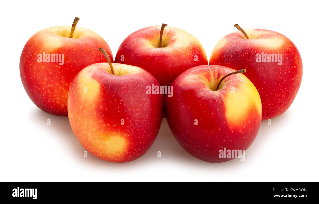 Las manzanas rojas camino aislado Foto de stock
