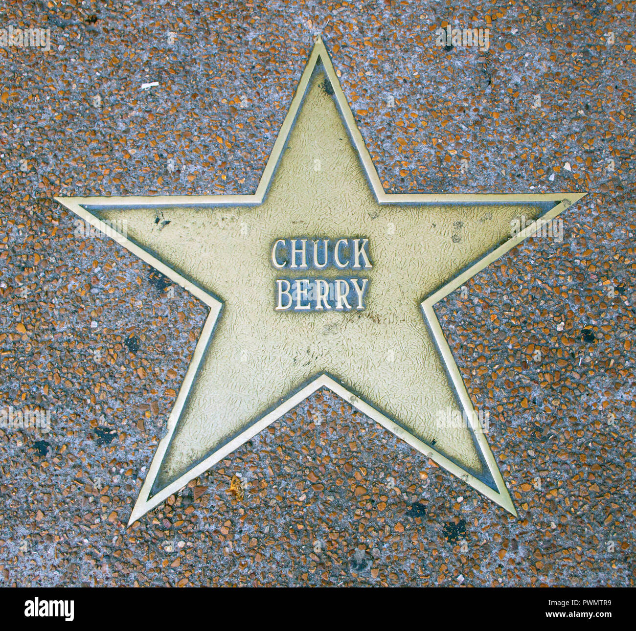 Chuck Berry Walk of Fame estrella en Saint Louis, Missouri Foto de stock