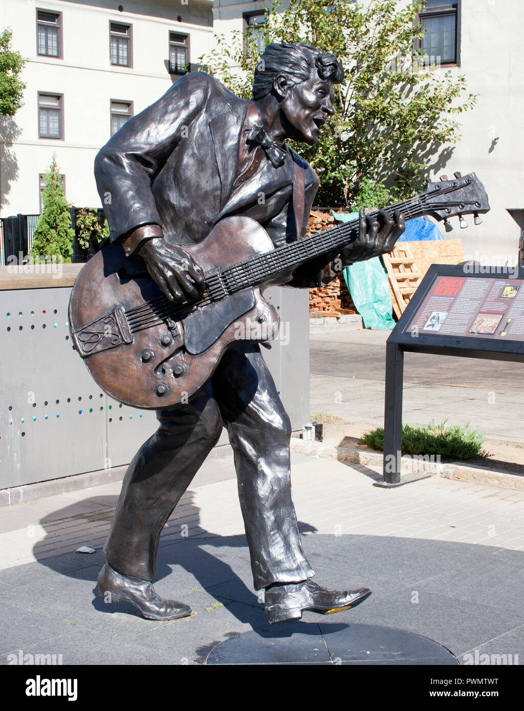 Chuck Berry estatua en San Louis, Missouri Foto de stock