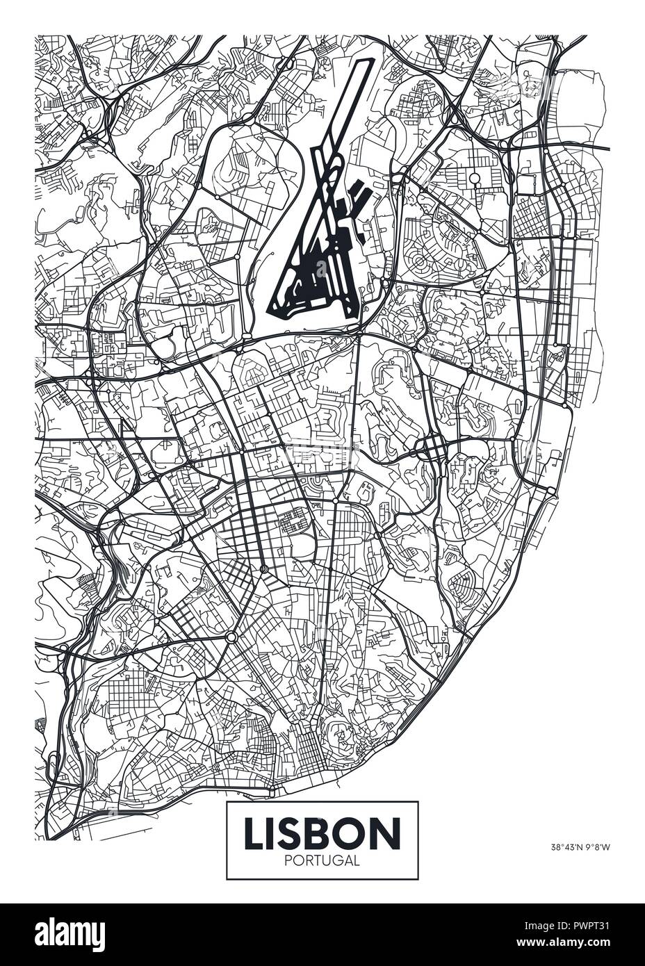 Portugal Mapa Político Con Un Capital De Lisboa, Las Fronteras Nacionales,  Las Ciudades Más Importantes, Ríos Y Lagos Ilustraciones svg, vectoriales,  clip art vectorizado libre de derechos. Image 29090801