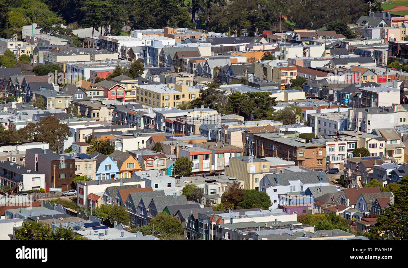 Vista aérea de Outer Sunset District en San Francisco, California Foto de stock