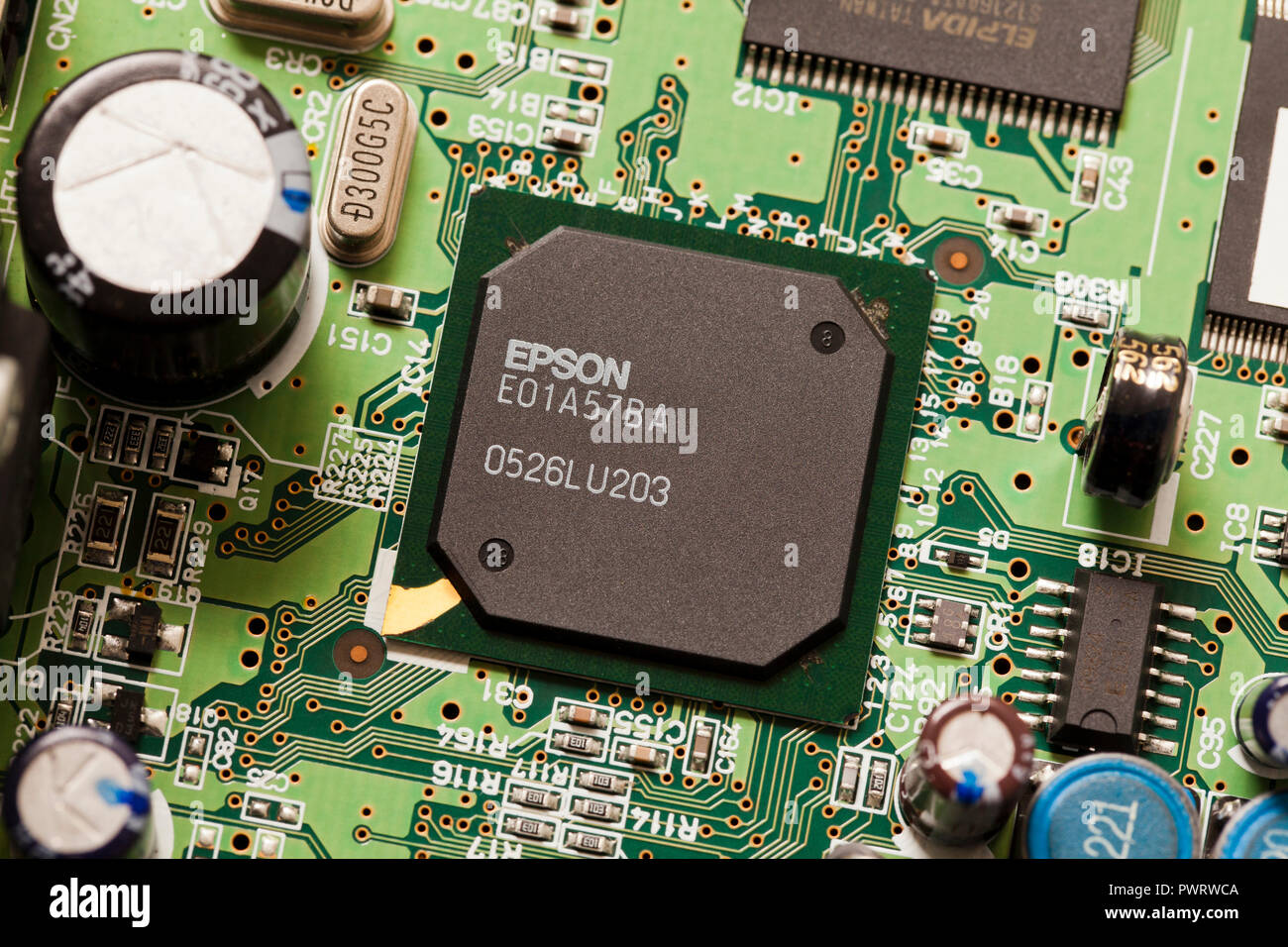 Epson CPU en la placa de circuitos impresos - EE.UU. Foto de stock