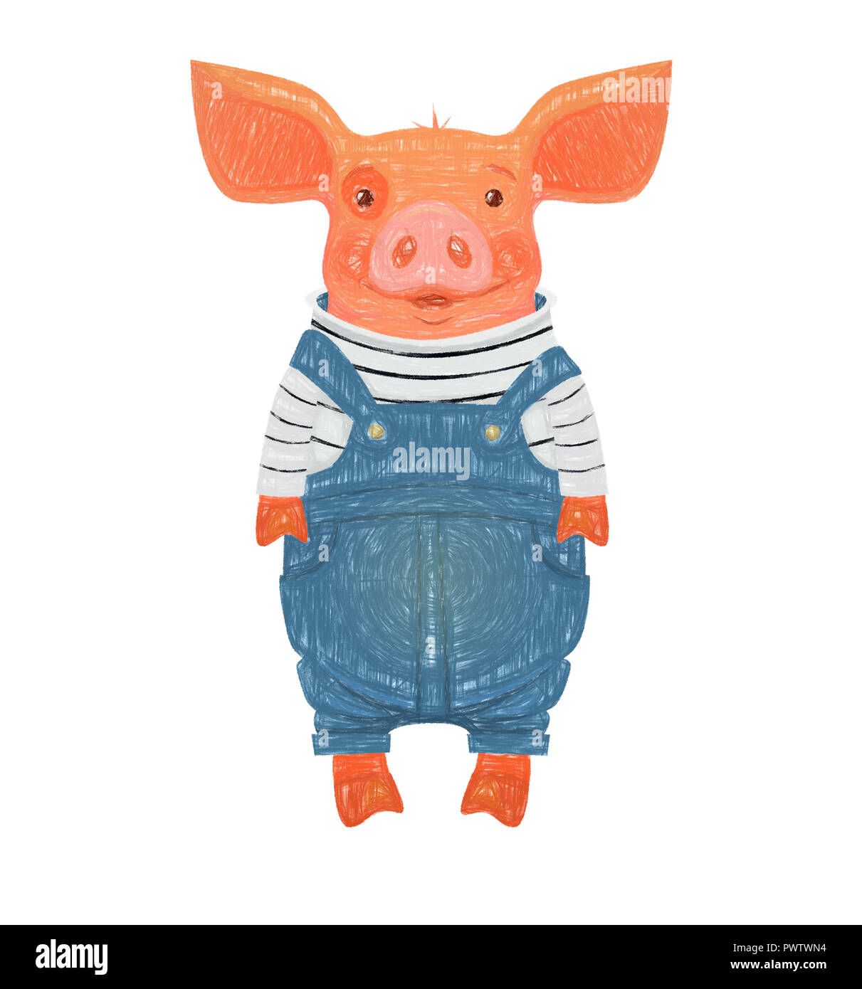 Cute dibujos animados de cerdo. Monos de cerdos en la ilustración  Fotografía de stock - Alamy