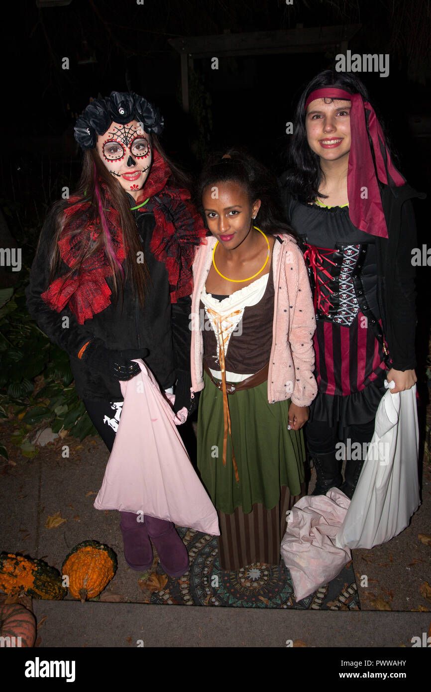 Mujer gitana de Halloween Disfraces para una noche de desviaciones y trucos  o golosinas. St Paul MN Minnesota EE.UU Fotografía de stock - Alamy