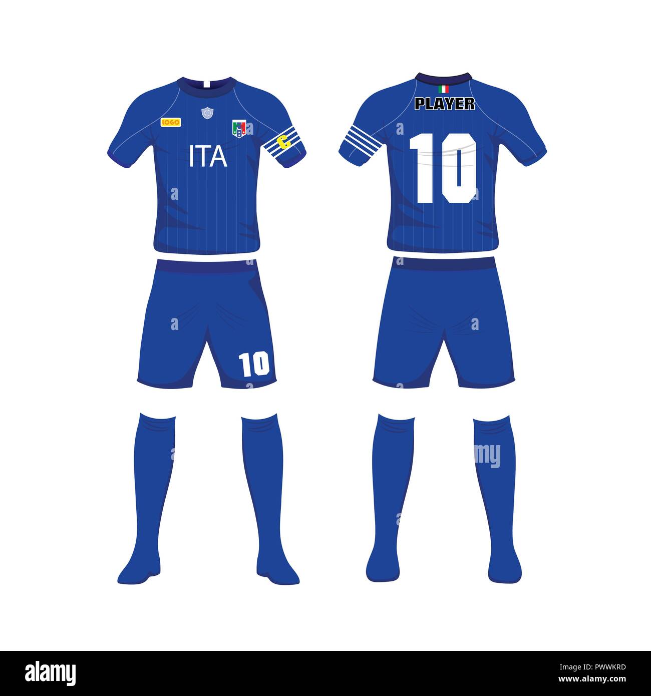 Uniforme de Fútbol Deporte Italia design template.uniforme de deporte en  vista frontal y posterior. Ilustración vectorial sobre whitebackground  Imagen Vector de stock - Alamy