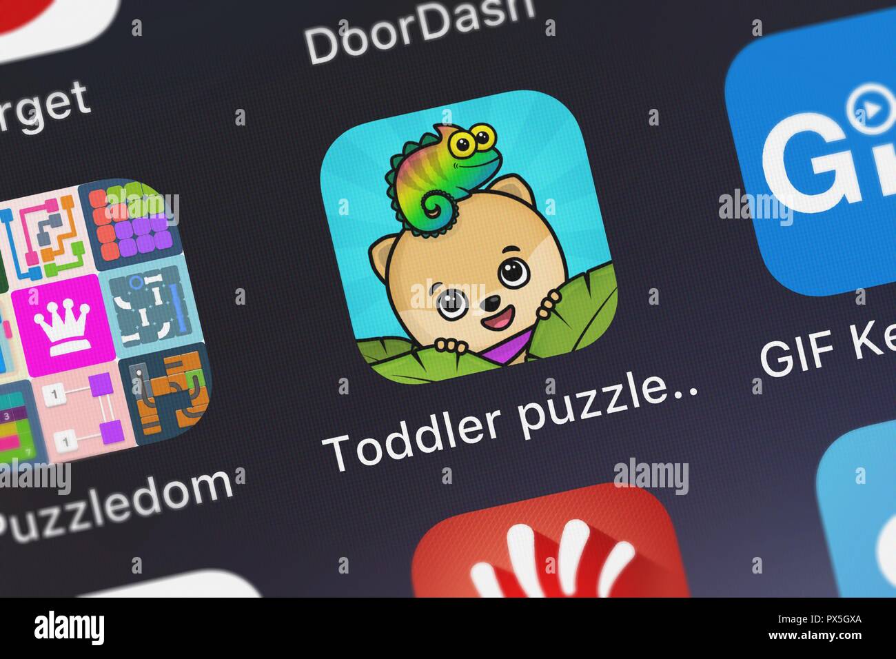 Londres, Reino Unido - 19 de octubre de 2018: Primer plano de Kids - Juegos para niños y niñas LLC popular app Toddler juegos de rompecabezas para niños Fotografía de stock - Alamy