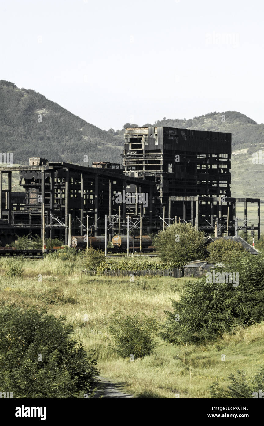 Copsa Mica, ruinas de la industria, Rumania, Transsilvania Foto de stock