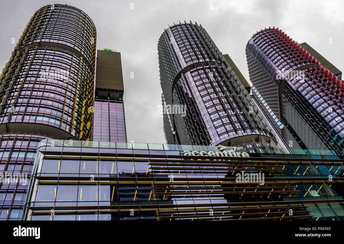La arquitectura moderna Barangaroo torres comerciales Sydney, NSW, Australia. Foto de stock
