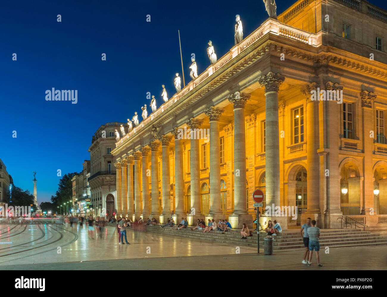 Grand Theatre de Bordeaux, Burdeos, Francia, Europa en la noche Foto de stock