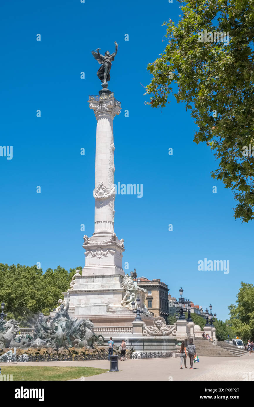 Girondins monumento en la Place des Quinconces, en Burdeos, Francia, Europa Foto de stock