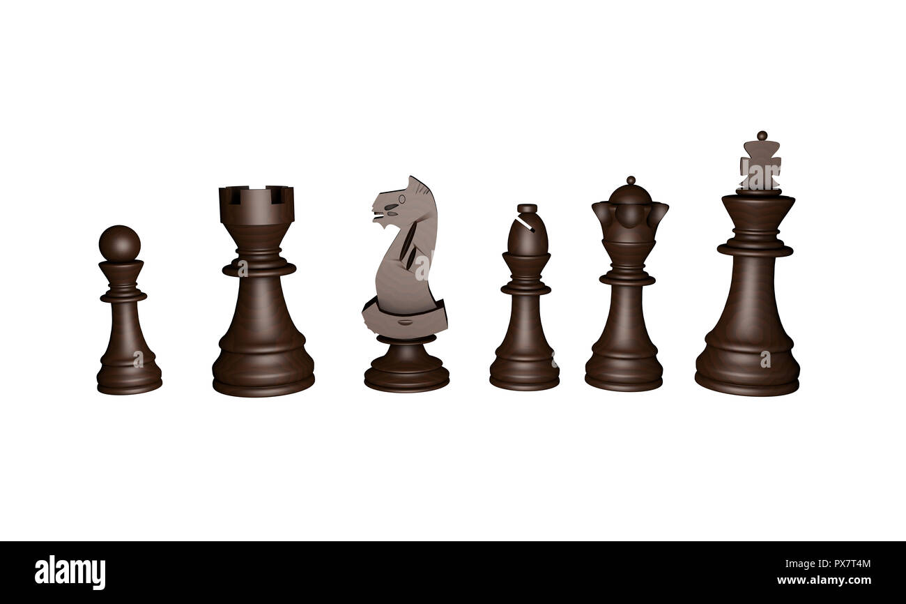 3D juego de ajedrez de piezas, figuras. Piezas de ajedrez juntos Foto de stock