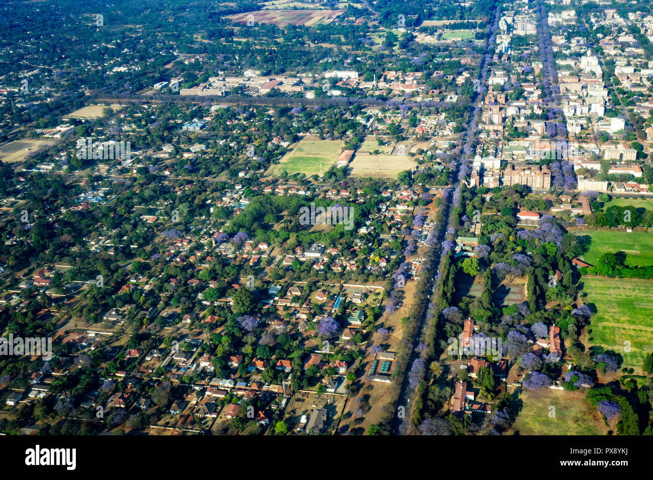 Harare, capital de Zimbabwe la fotografía aérea Foto de stock