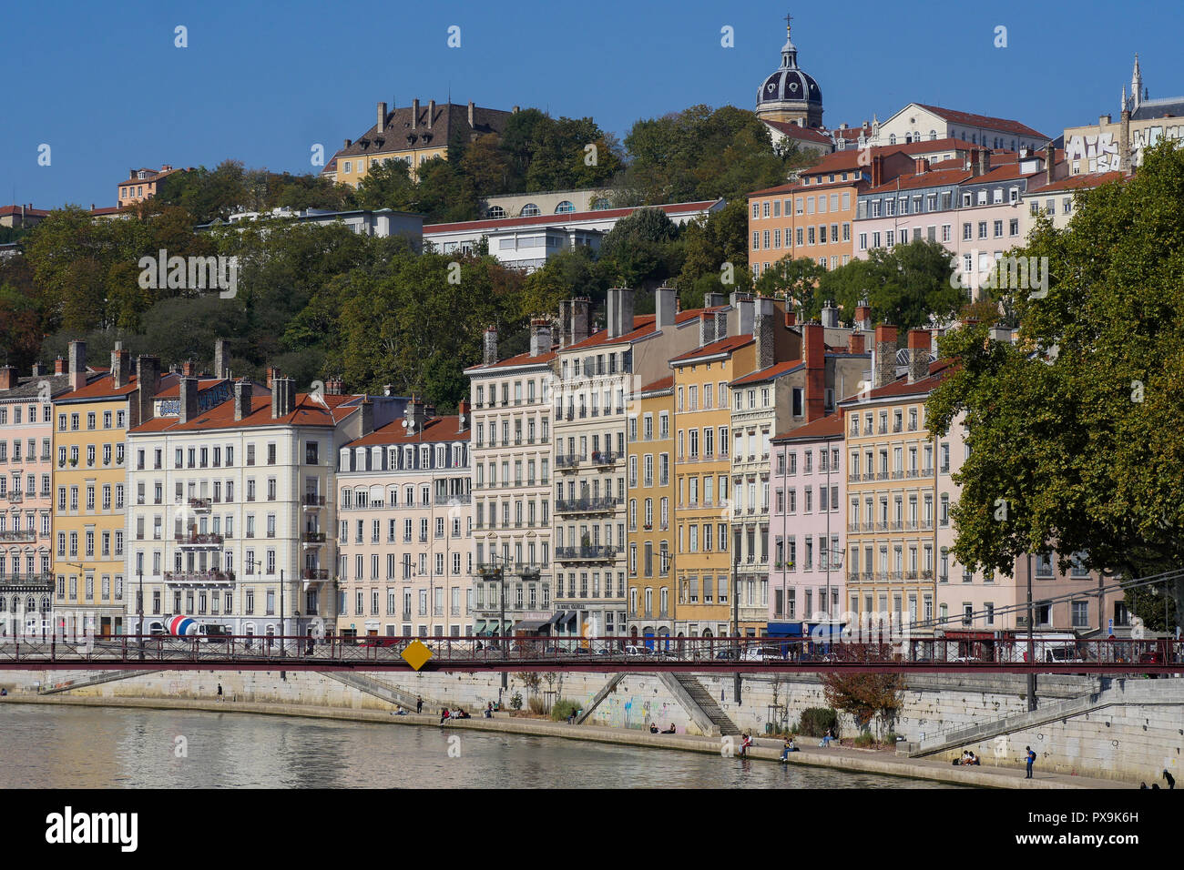 Río Quays, Lyon, Francia. Foto de stock