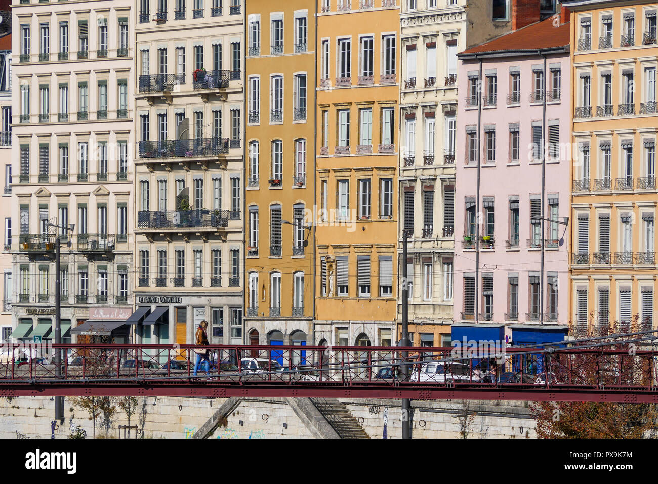 Río Quays, Lyon, Francia. Foto de stock
