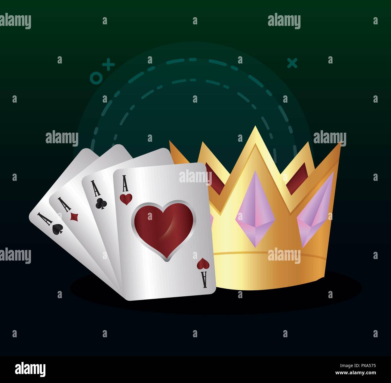 Casino Poker De Ases Tarjetas Y Golden Crown Ilustracion Vectorial Imagen Vector De Stock Alamy