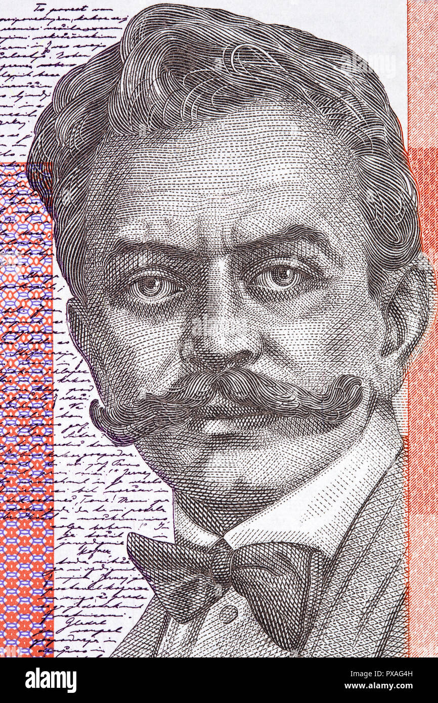 Ivan Cankar retrato de la Slovenian dinero Foto de stock