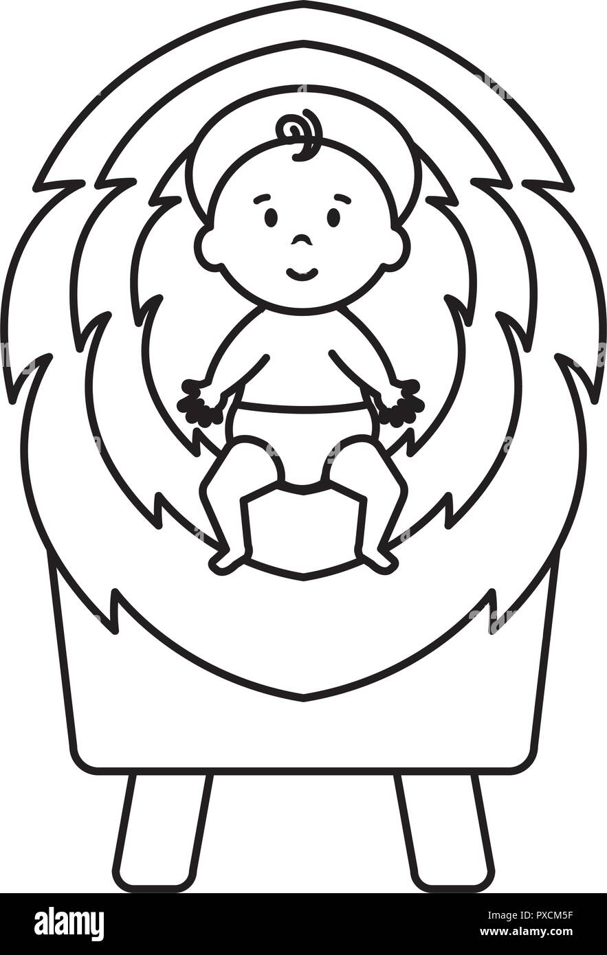 Jesús bebe en cuna de paja Imagen Vector de stock - Alamy