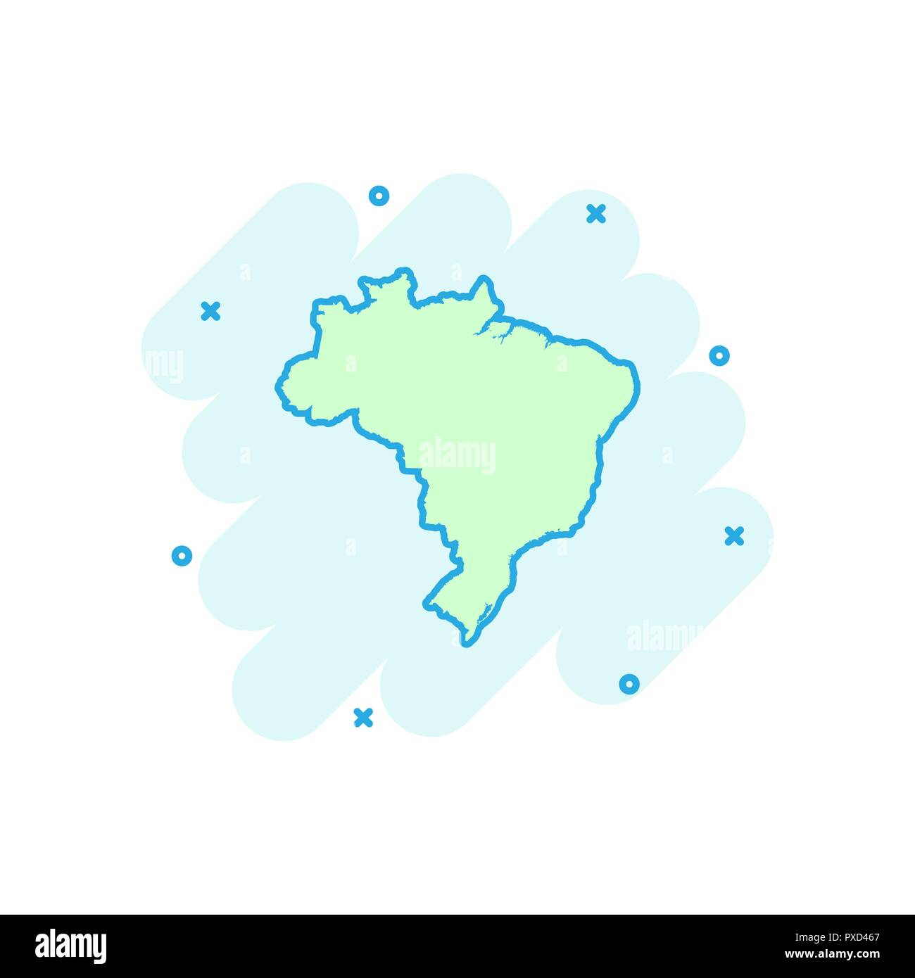 Cartoon vectores icono mapa de Brasil en el cómic de estilo Brasil firmar ilustración