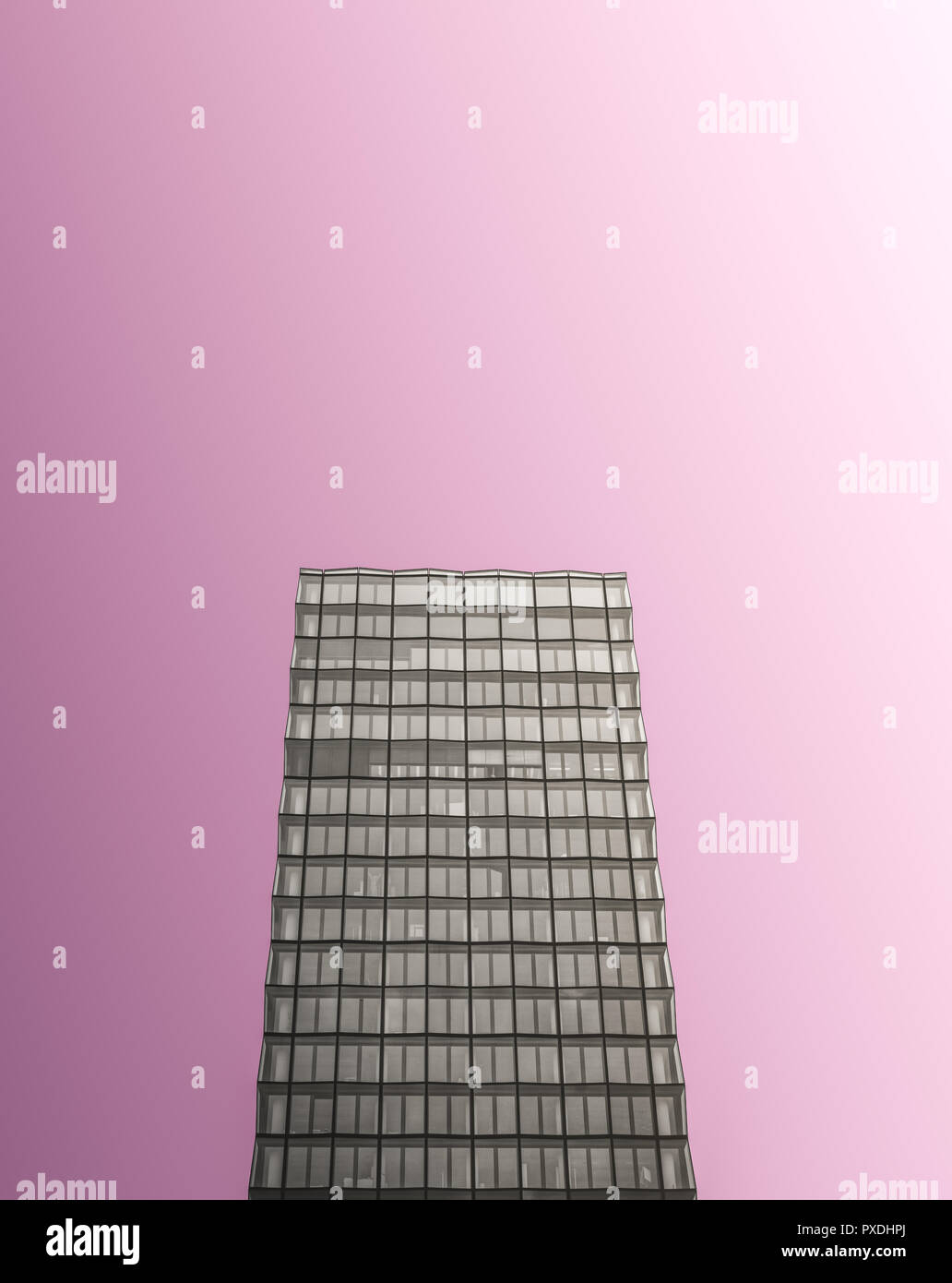 Blanco y Negro rascacielos moderno diseño en color rosa, con espacio de copia Foto de stock