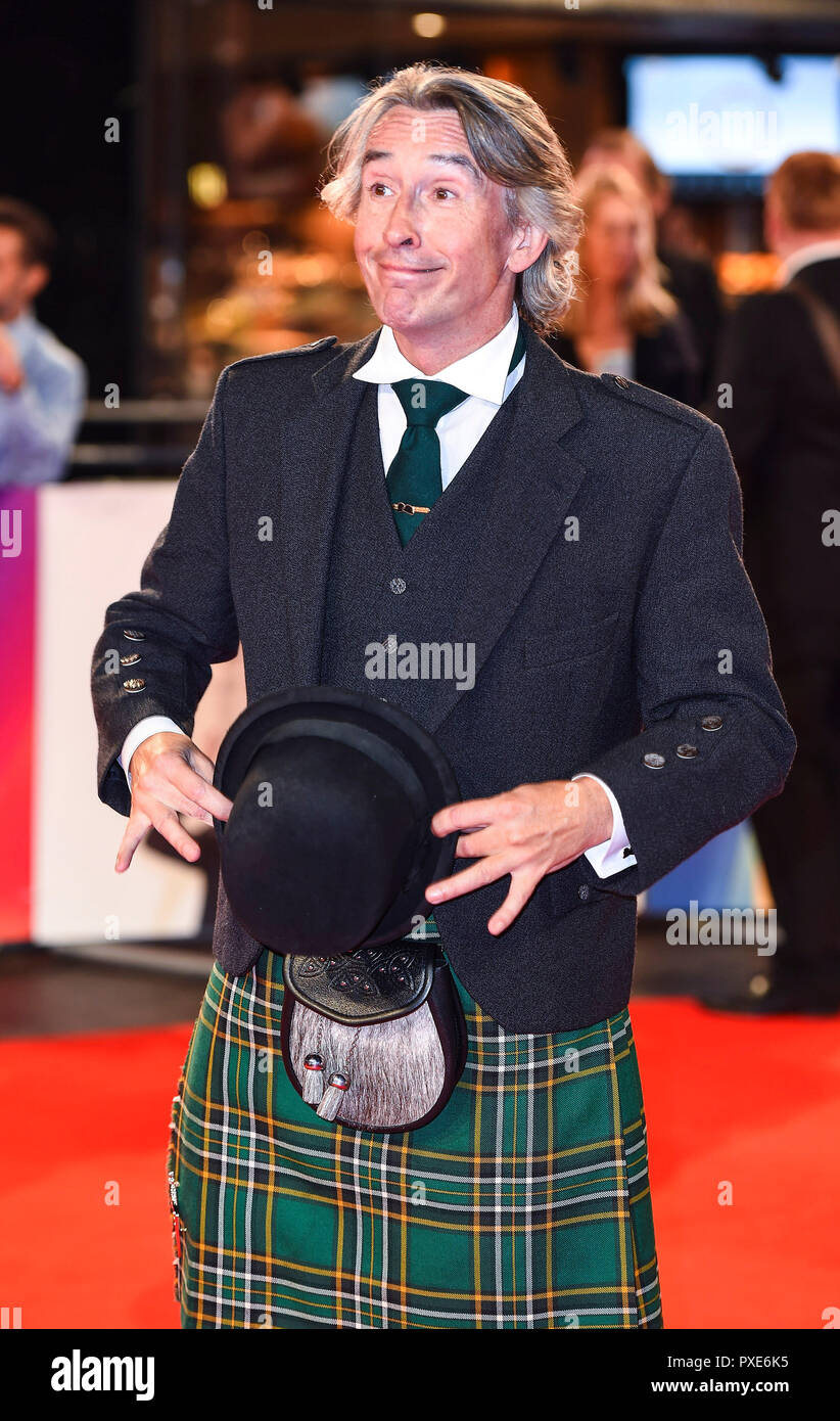 Steve Coogan asiste al estreno mundial de la noche de cierre y proyección de gala de 'Stan y Ollie' durante el 62º bfi London Film Festival. Foto de stock