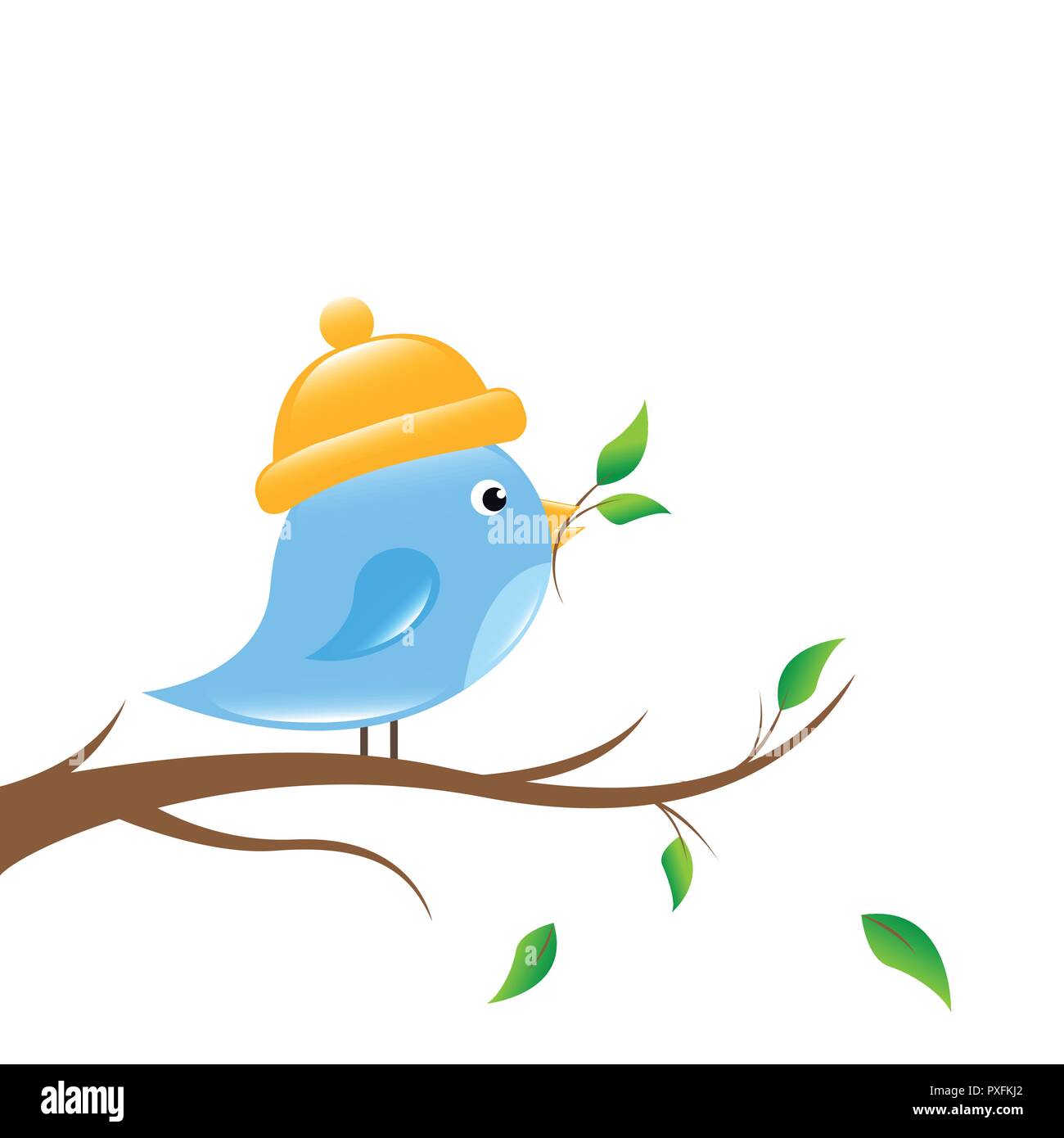 Little Bird está sentado en una rama ilustración vectorial EPS10 Ilustración del Vector