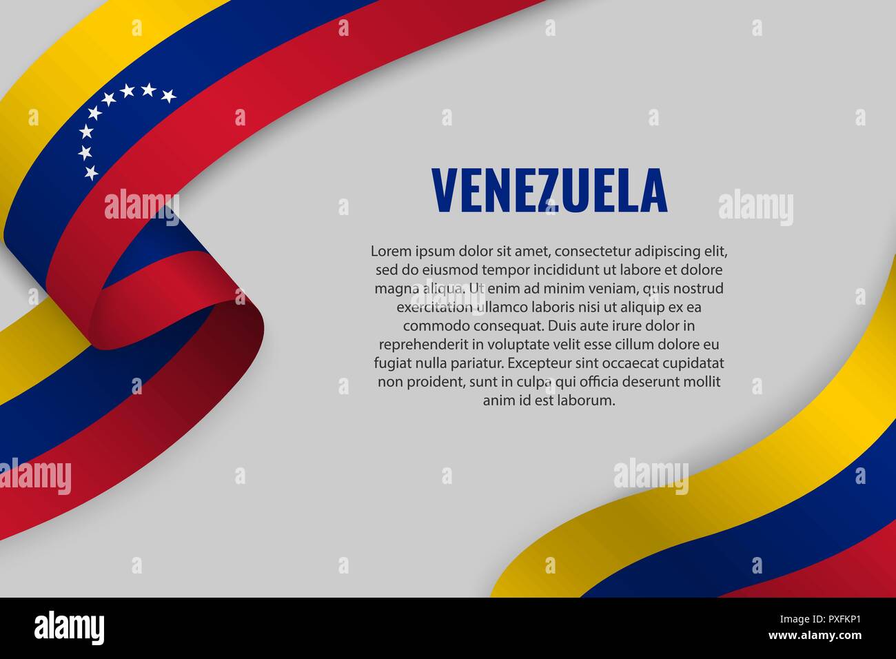Cinta ondeando o banner con bandera de Venezuela. Plantilla de diseño
