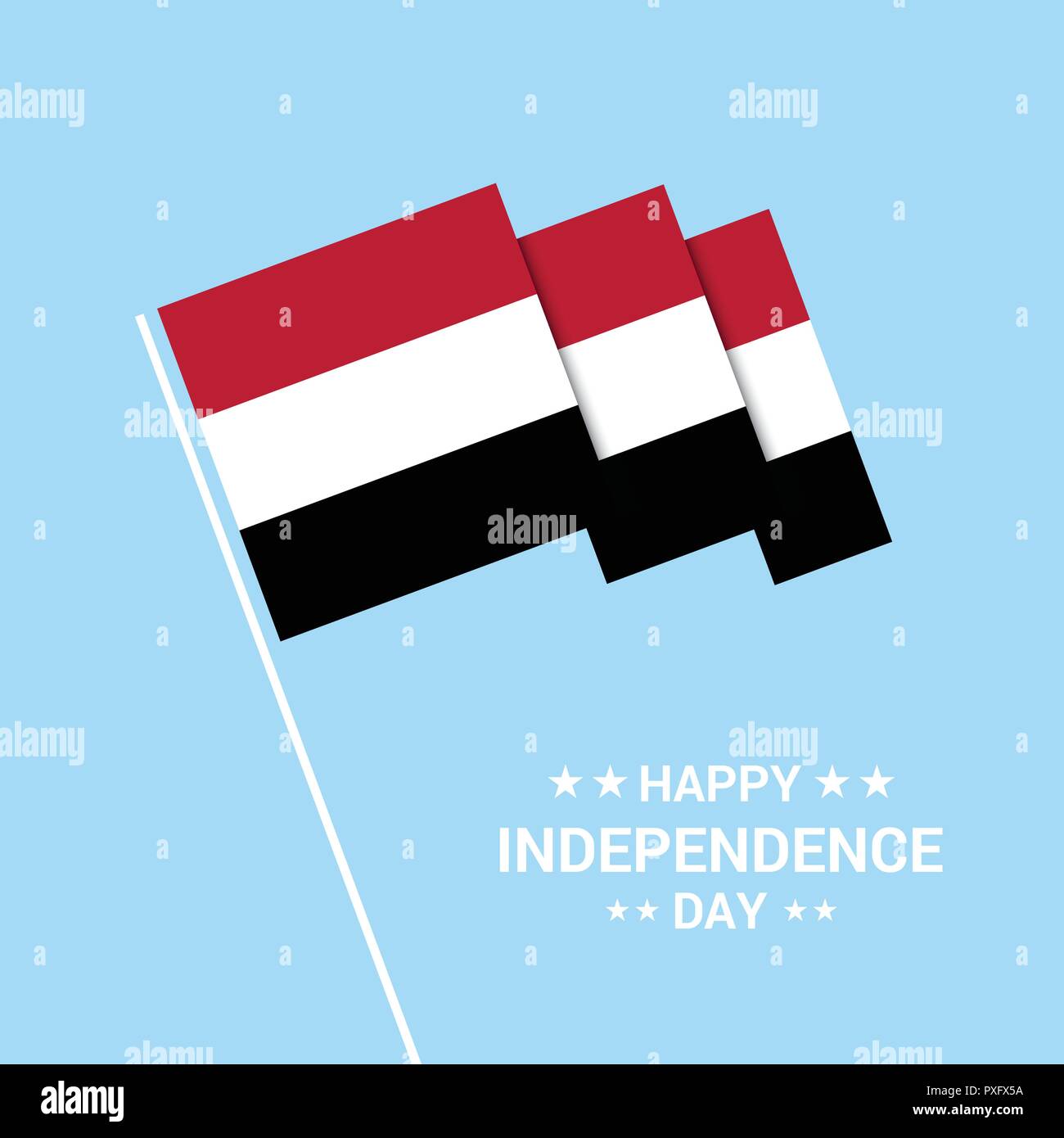 Día de la independencia de Yemen el diseño tipográfico con vector bandera Imagen Vector de stock Día de la independencia de Yemen el diseño tipográfico con vector bandera Imagen Vector de stock