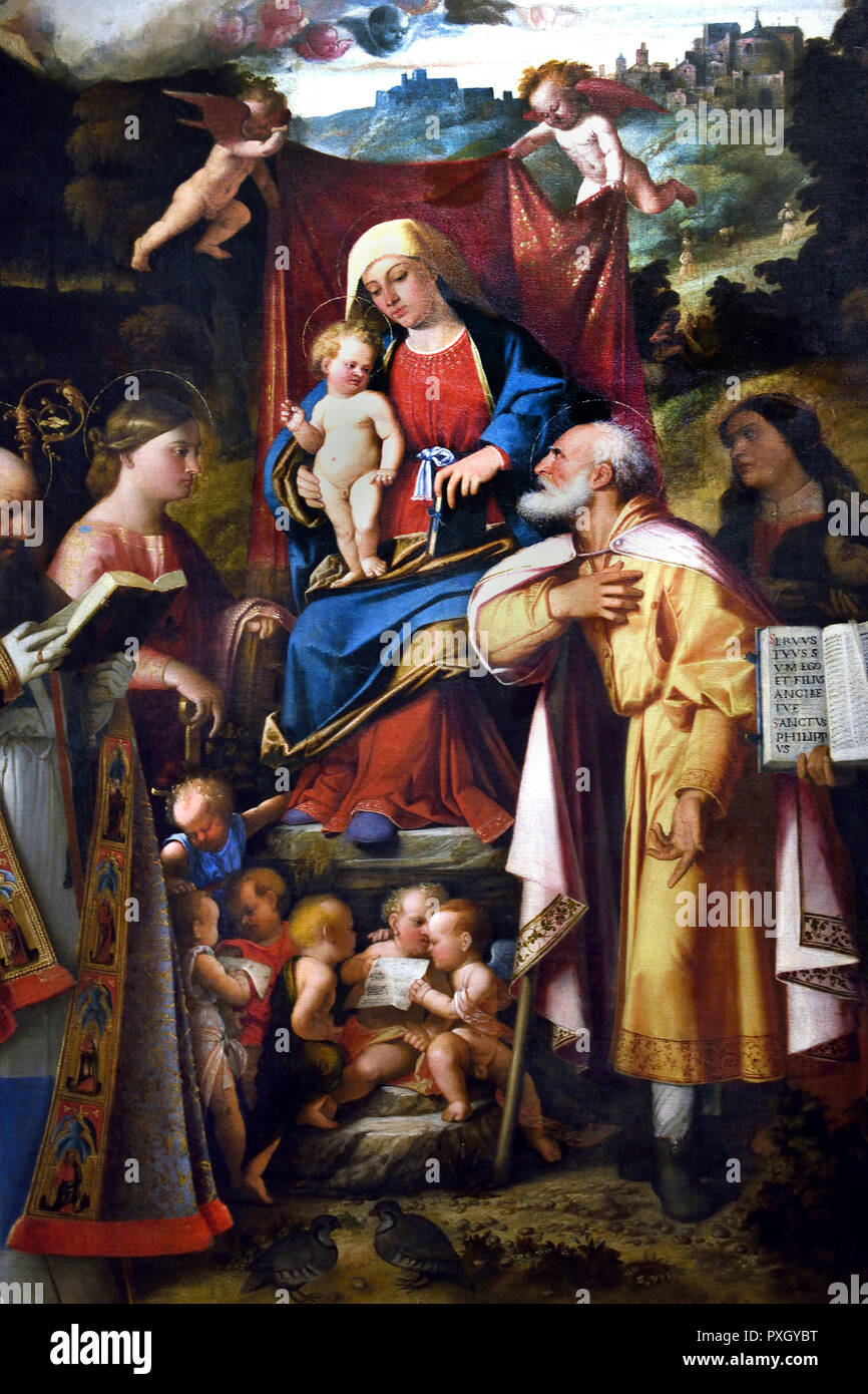 La Virgen y el niño en el trono con ángeles entre Santos Apollonia, San