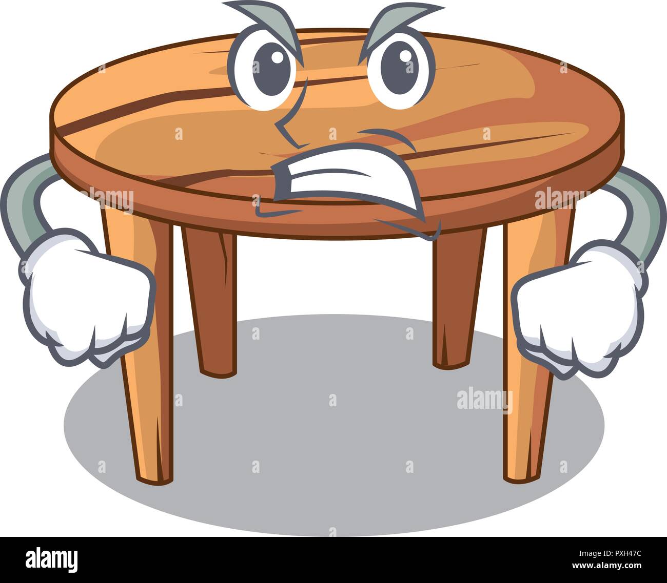 Mesa de comedor de madera de dibujos animados enojado en la cocina Imagen  Vector de stock - Alamy