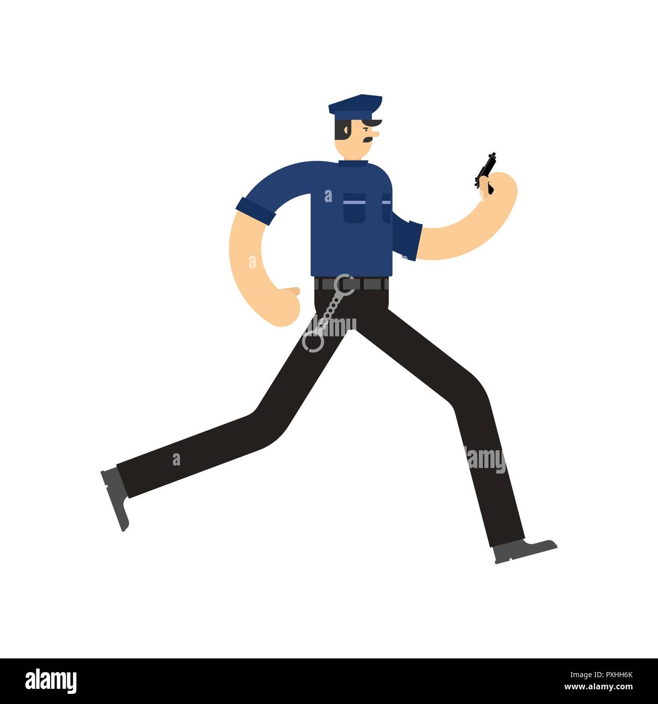 Policía ejecuta. Cop Chase. Officer Police Pursuit. Ilustración