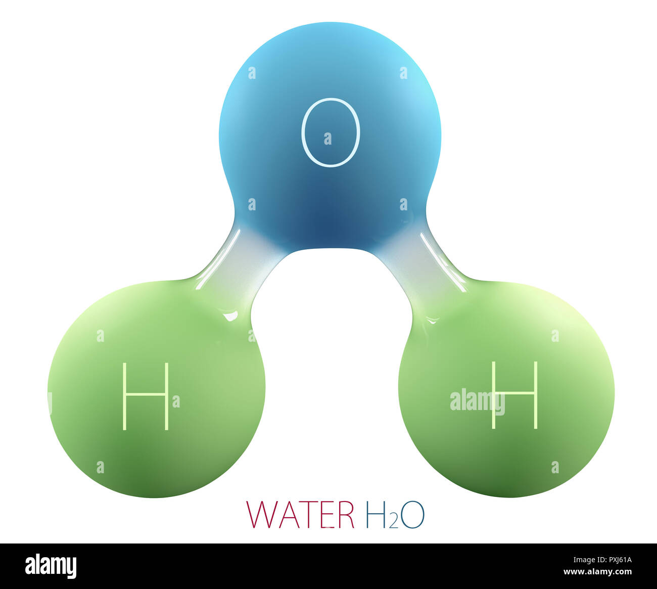 Ilustración 3d de fórmula química H2O signo de agua Fotografía de stock