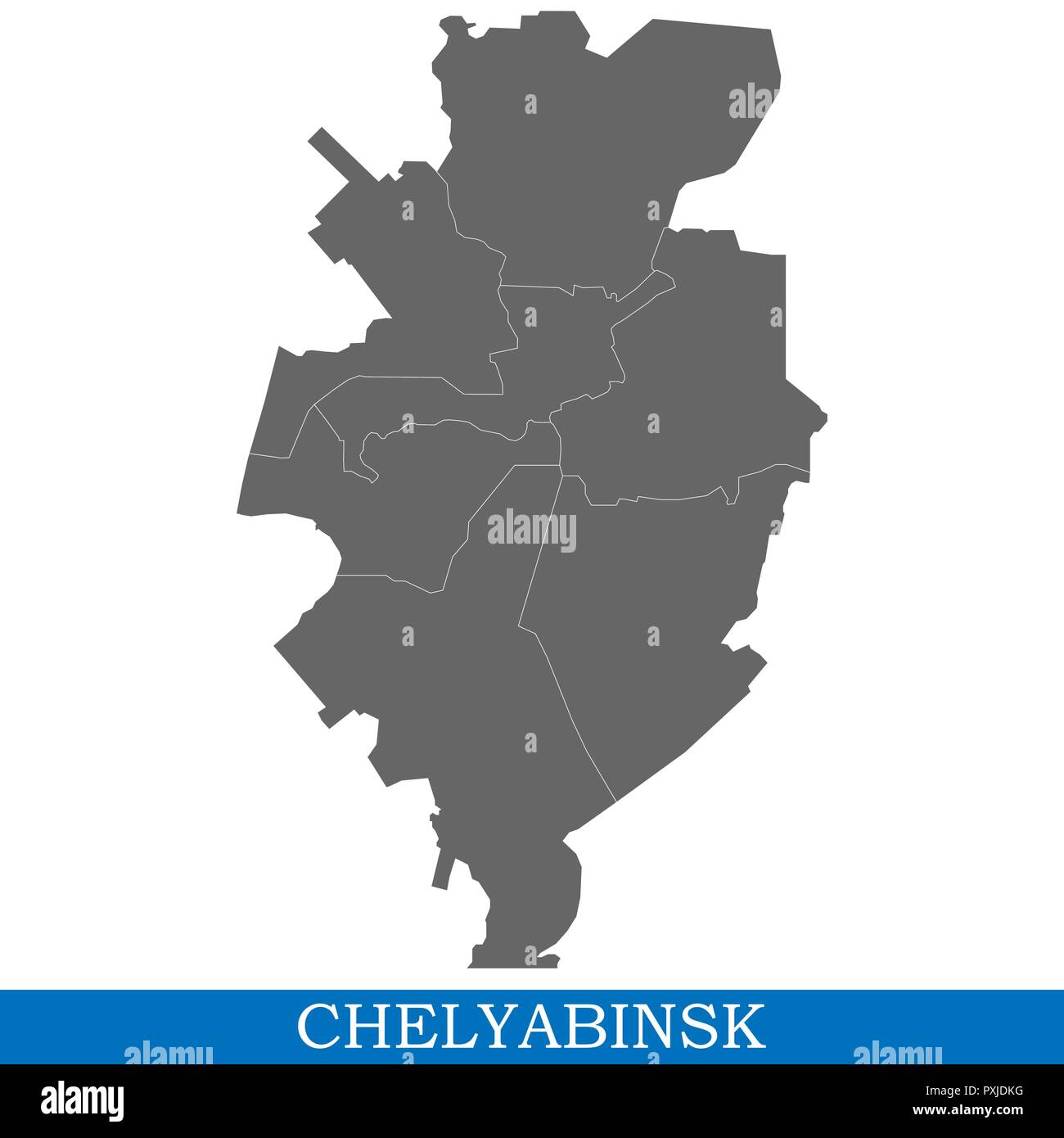 Mapa De Alta Calidad De Chelyabinsk Es Una Ciudad De Rusia Con Las Fronteras De Los Distritos 