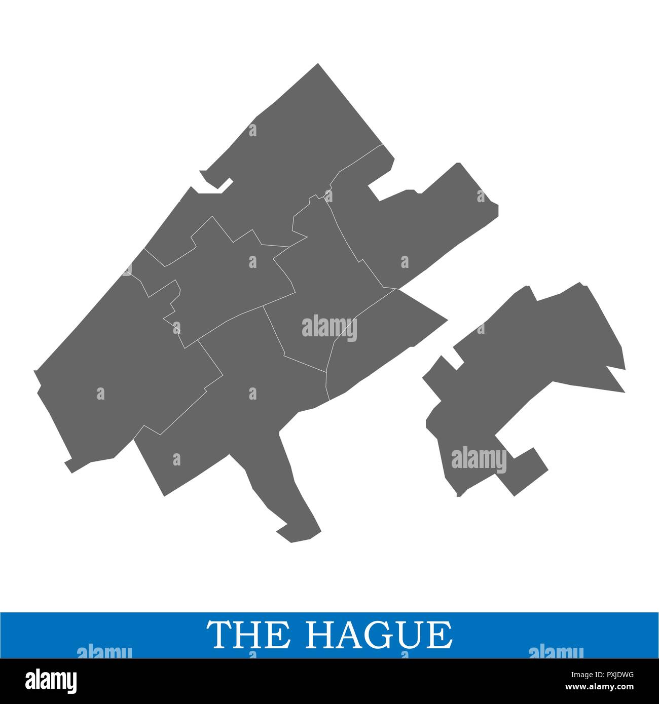 Mapa de alta calidad de La Haya es una ciudad de Holanda, con las fronteras de los distritos Ilustración del Vector