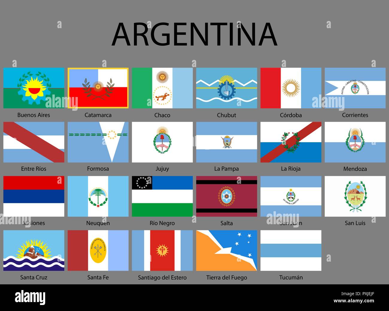 Todas las banderas de las provincias de Argentina. Vector illustraion  Imagen Vector de stock - Alamy