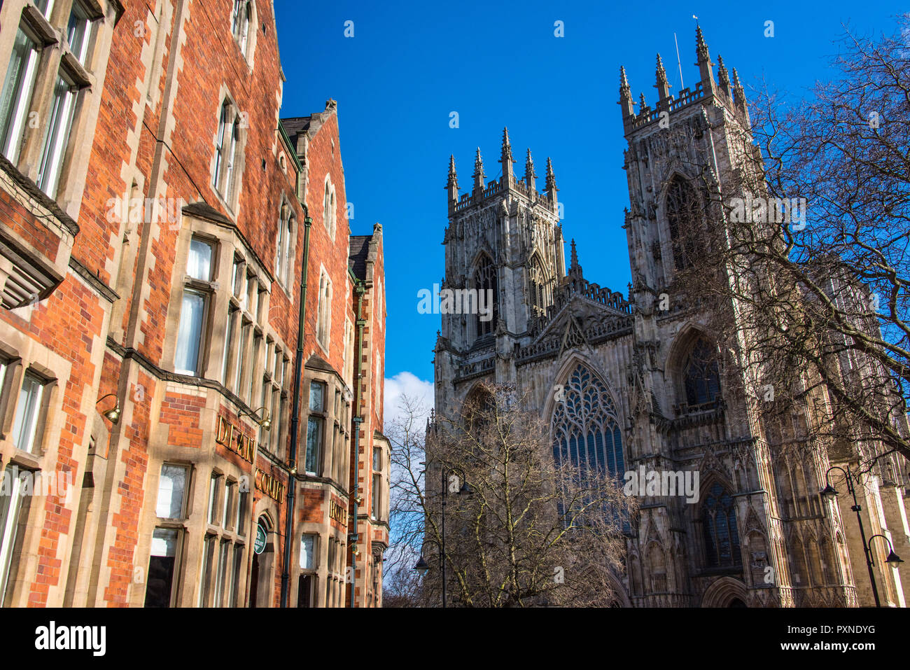 Una vista hacia York Minster, la Catedral y la iglesia de San Pedro Metropolitical en York, Yorkshire, Inglaterra Foto de stock