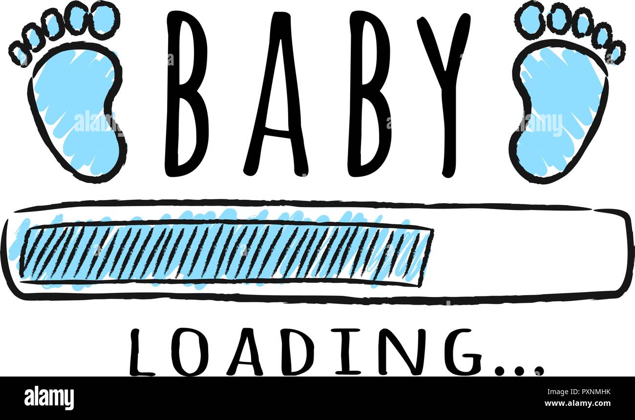 Barra De Progreso Con La Inscripcion Baby Cargando Y Kid Huellas En El Mediocre Estilo Ilustracion Vectorial Para T Shirt Design Cartel Tarjeta De Baby Shower D Imagen Vector De Stock