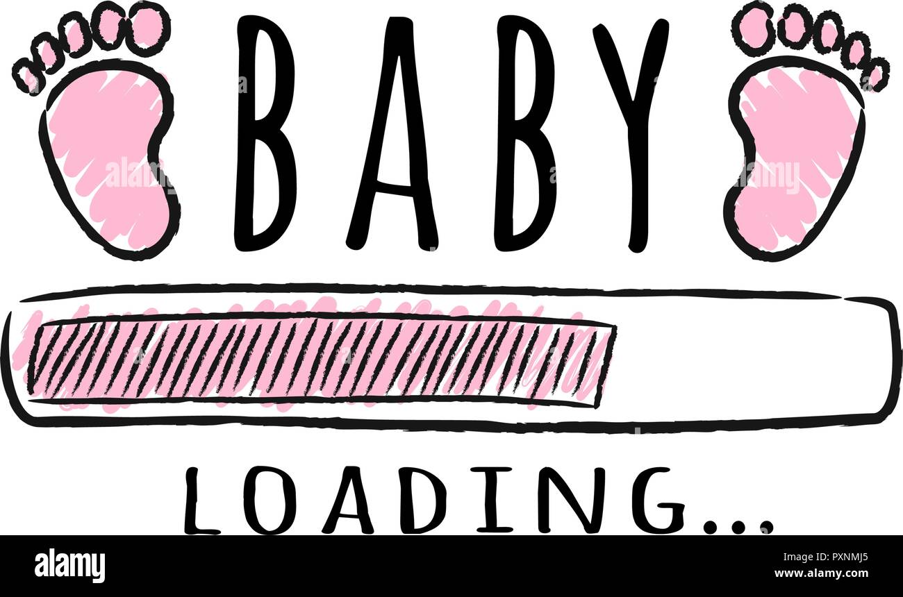 Barra De Progreso Con La Inscripcion Baby Cargando Y Kid Huellas En El Mediocre Estilo Ilustracion Vectorial Para T Shirt Design Cartel Tarjeta De Baby Shower D Imagen Vector De Stock