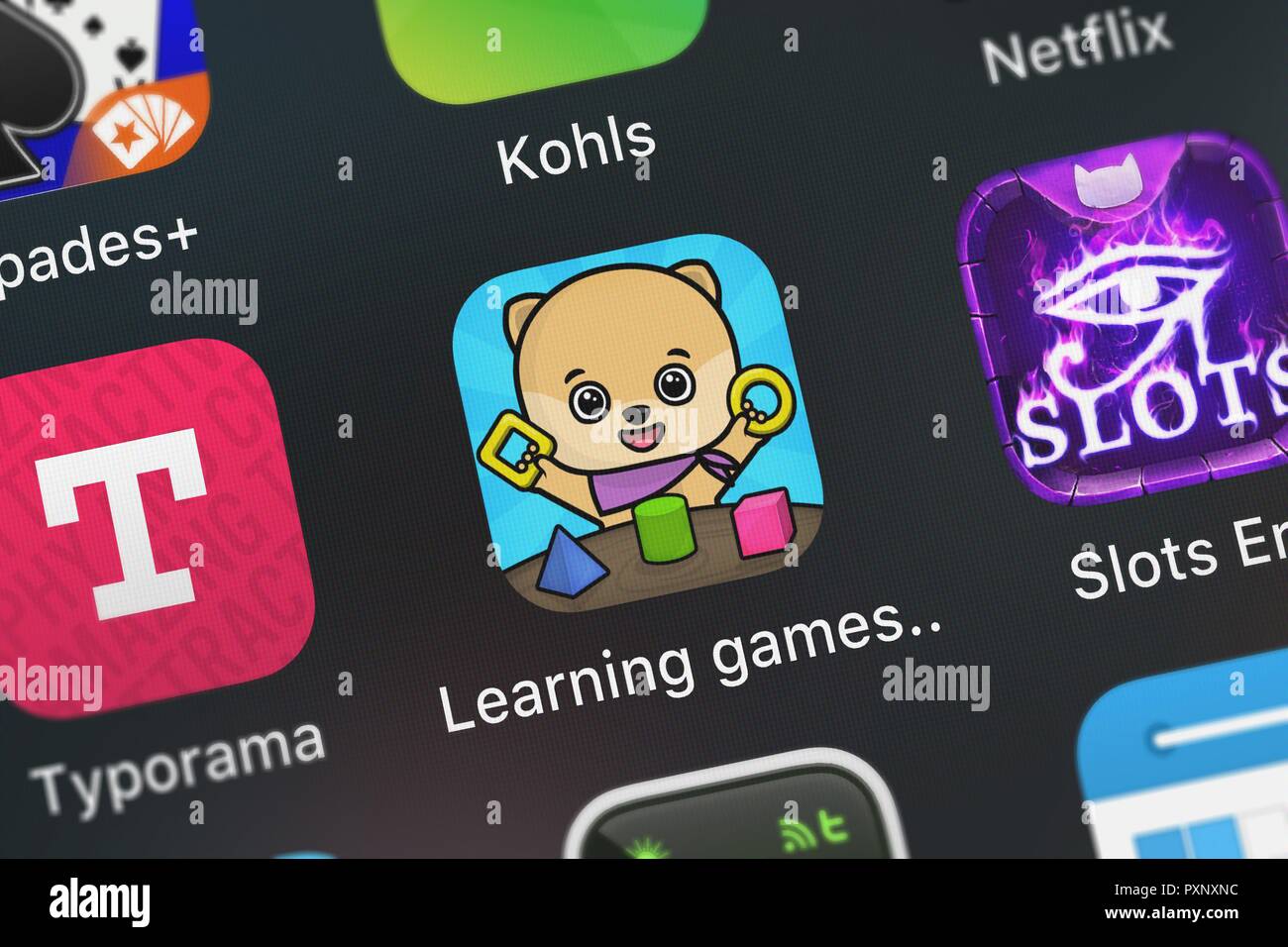 Londres, Reino Unido - 23 de octubre de 2018: Captura de pantalla de los  juegos de aprendizaje
