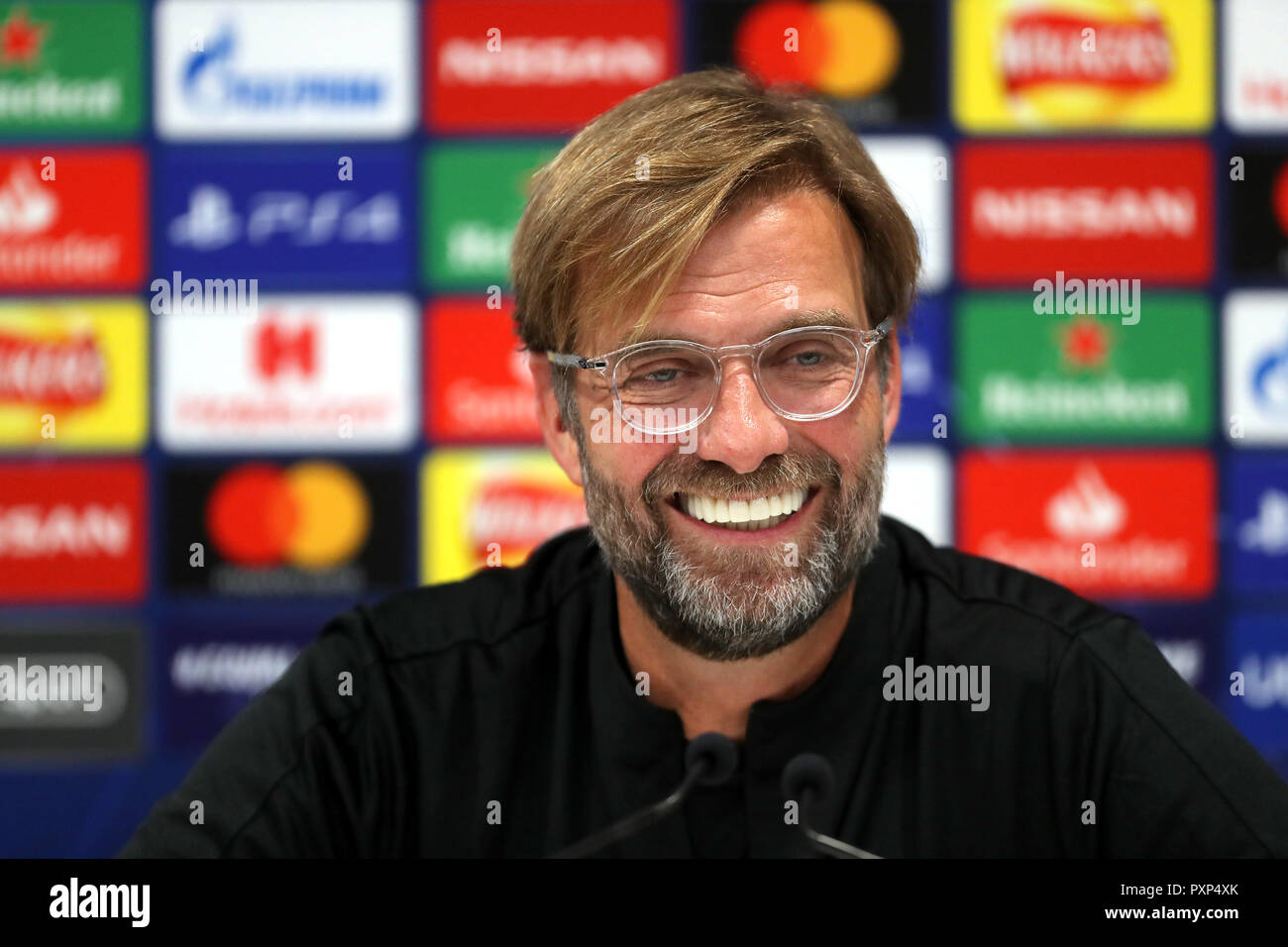 Manager del Liverpool Jurgen Klopp durante la conferencia de prensa en Anfield, Liverpool. Foto de stock