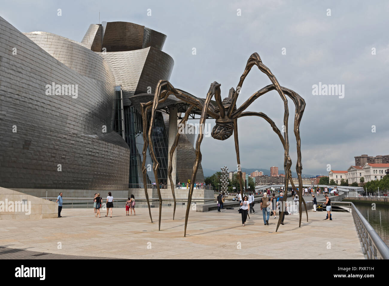 Vista del Museo Guggenheim en Bilbao, Vizcaya, País Vasco, España. Foto de stock