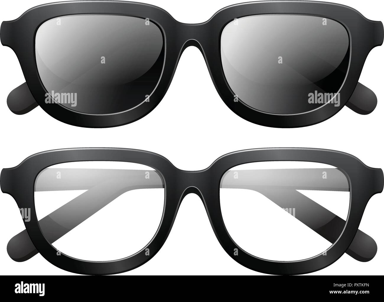 Anteojos y lentes de sol con marcos negros ilustración Imagen Vector de  stock - Alamy