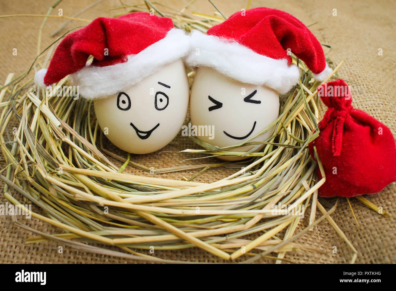 Feliz de huevos en Navidad. Foto de stock