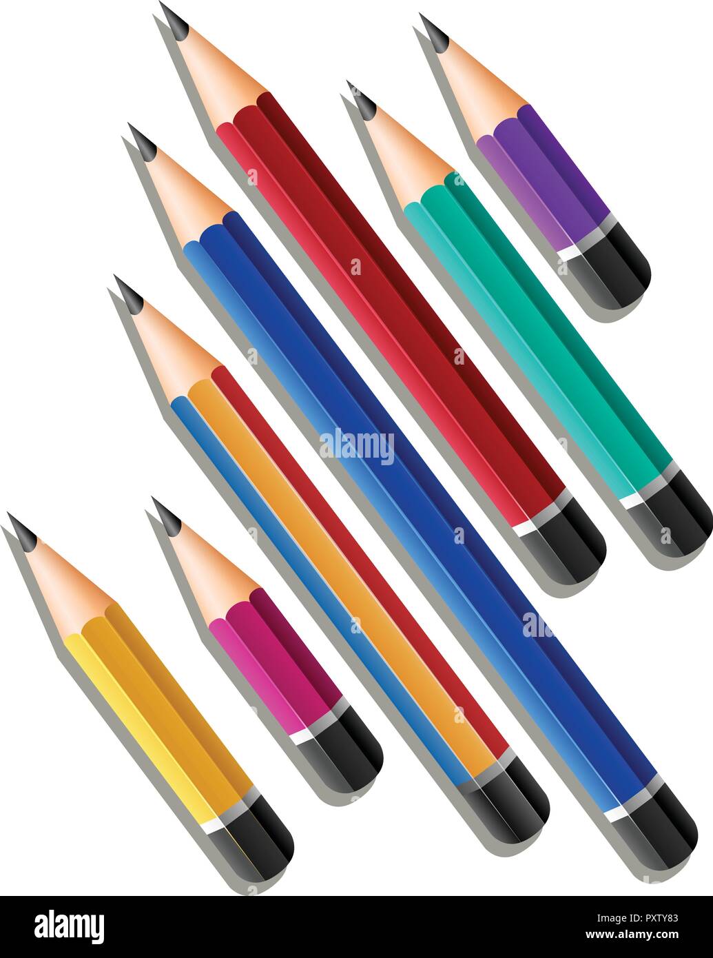 Diferentes tamaños de lápices afilados ilustración Imagen Vector de stock -  Alamy