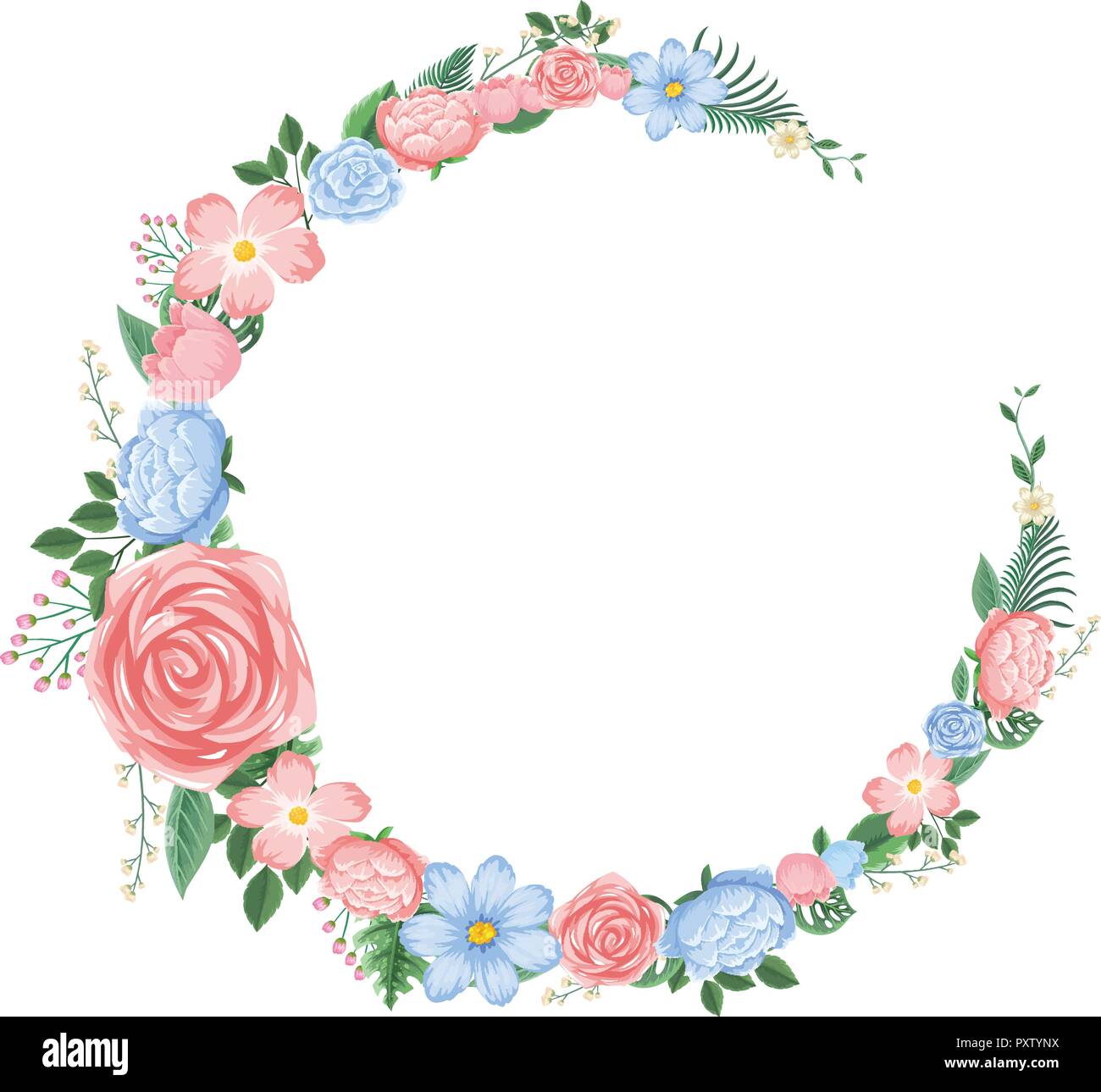 Diseño de borde con flores de color rosa y azul ilustración Imagen Vector de stock - Alamy Diseño de borde con flores de color rosa y azul ilustración Imagen Vector de stock - Alamy
