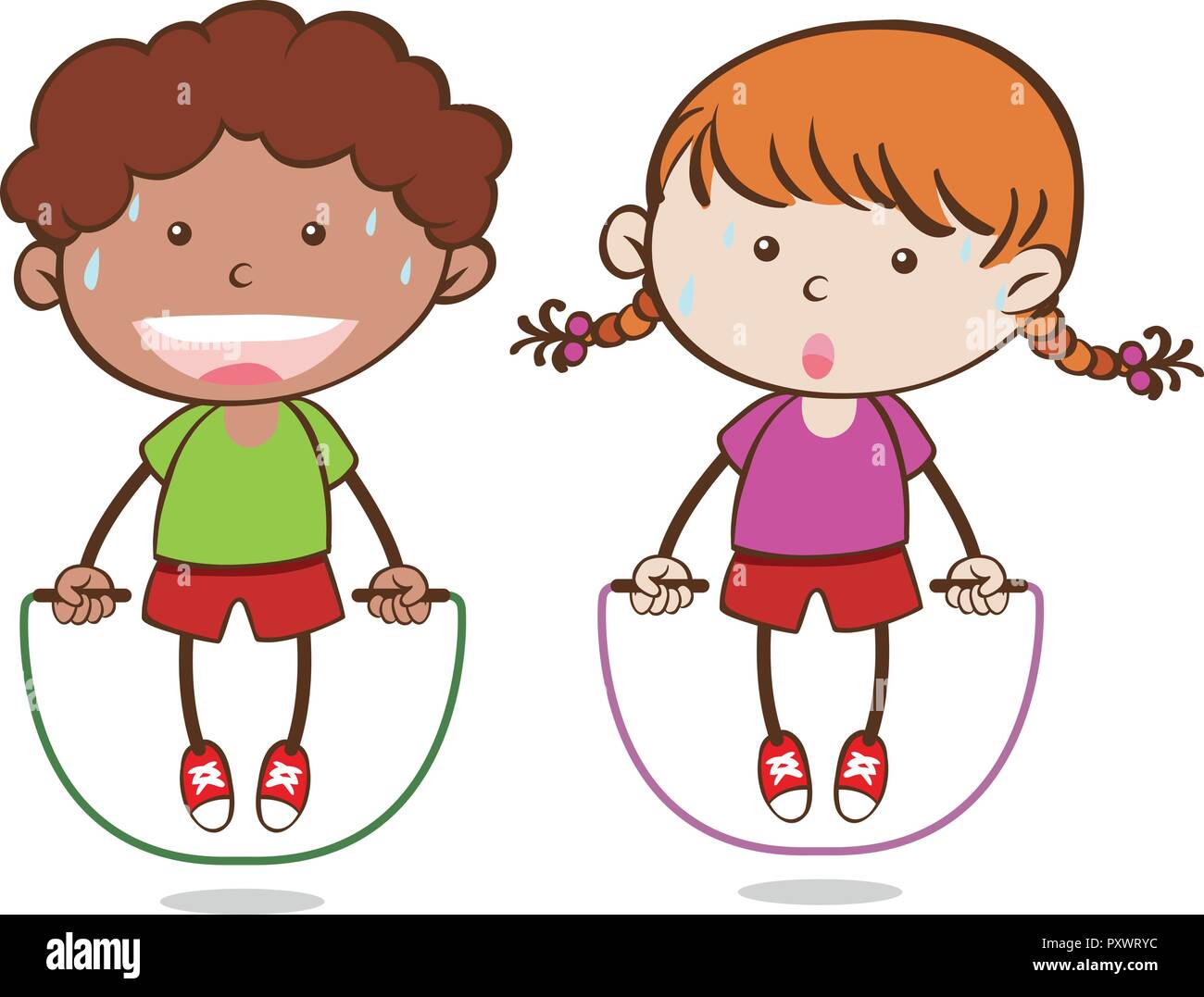 Niño saltando la cuerda dibujo Imágenes vectoriales de stock - Alamy