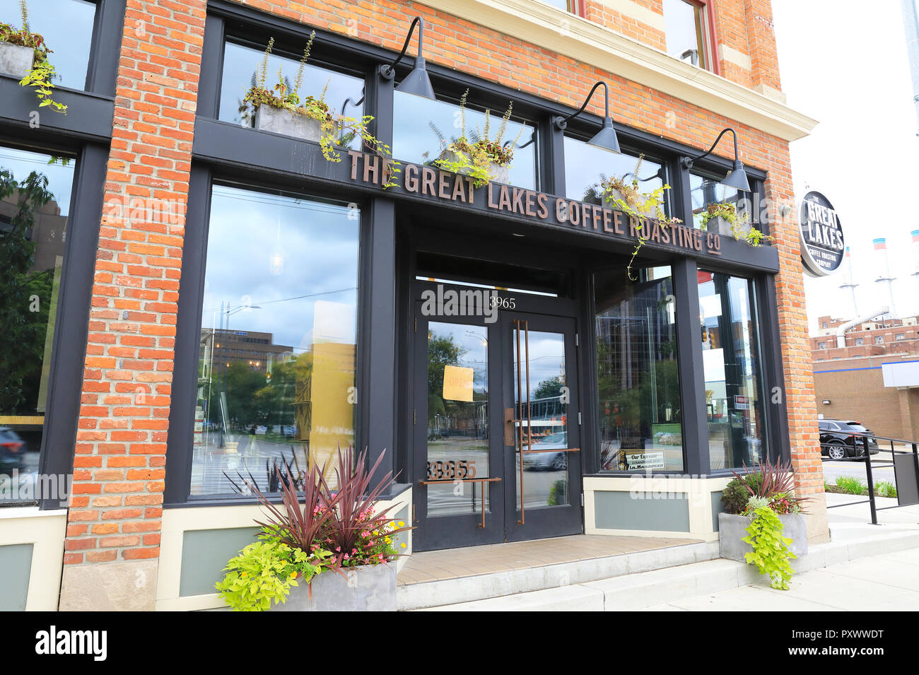 Los Grandes Lagos empresa de tueste de café en Woodward Avenue, en Michigan, en EE.UU. Foto de stock