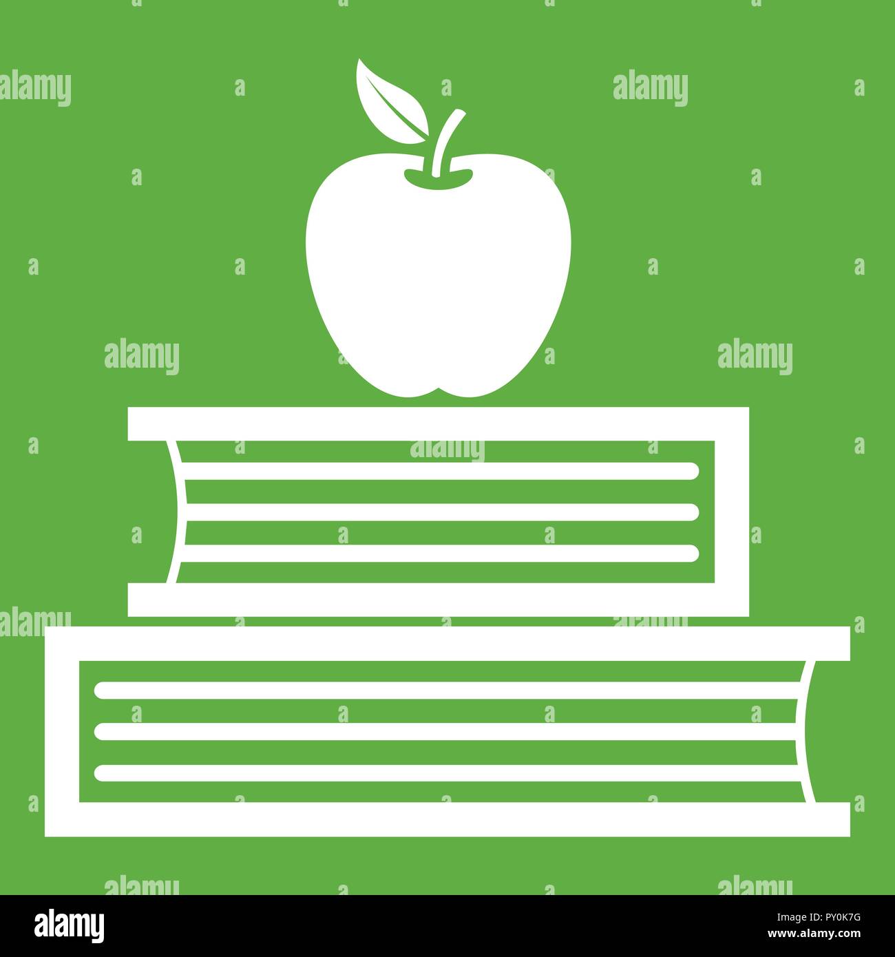 Los libros y el icono manzana verde Ilustración del Vector