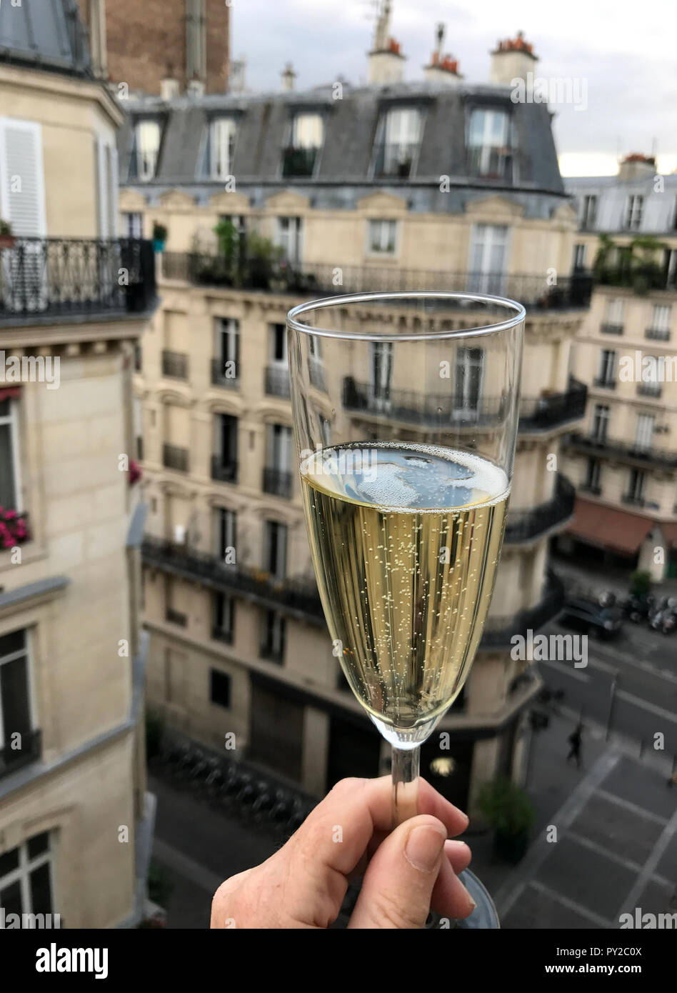 Mano de mujer con una copa de Champagne, Paris, Francia Fotografía de stock  - Alamy