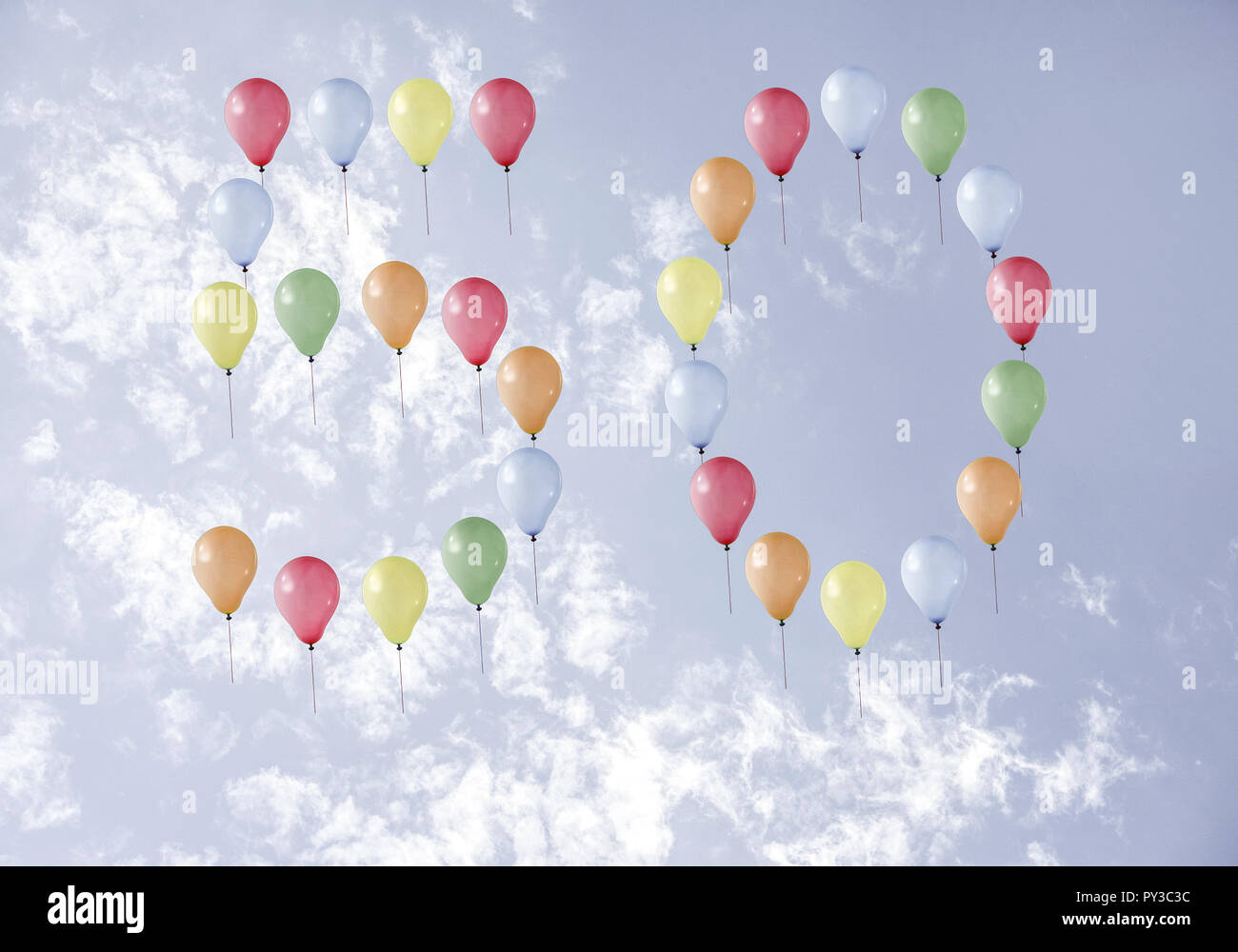 50, gestaltet Jubilaeumszahl aus Luftballons Foto de stock