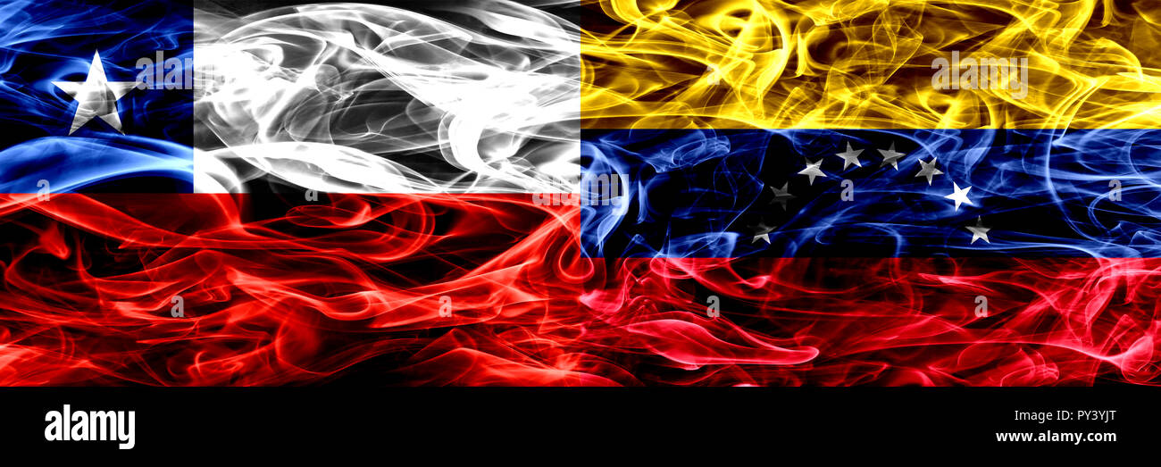 Chile, Chile vs Venezuela Venezuela banderas de humo colocados lado por
